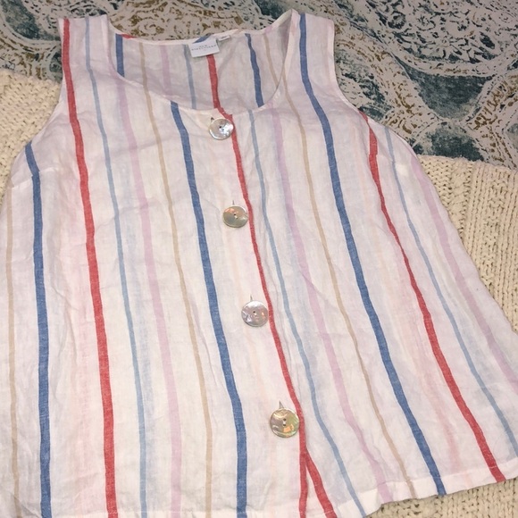 New Directions size small striped linen top - Picture 4 of 7